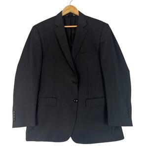 Zignone Wool Blazer Men’s 44R Made In Italy Super 120s Black on Black Pin Stripe